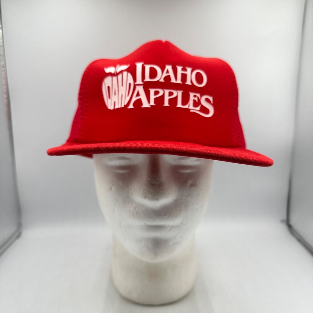 Vintage 90s Idaho Apples Trucker Hat Snapback Red